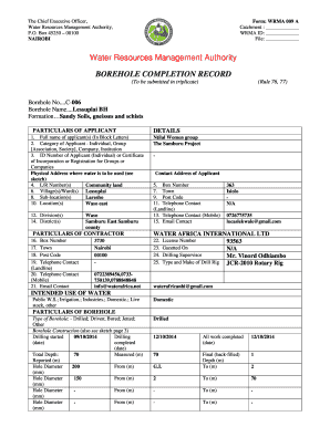 Wrma Borehole Completion Record  Form