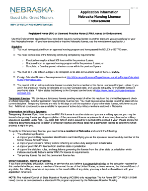 Nebraska Nursing License  Form