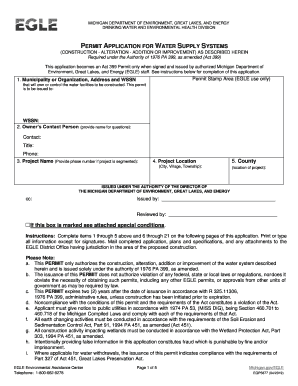  Michigan Application Water Form 2019-2024