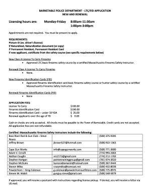 BARNSTABLE POLICE DEPARTMENT LTCFID APPLICATION  Form