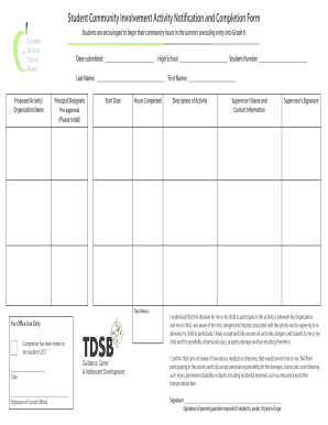 Activity Notification Completion  Form