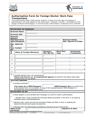  for ApplicationRenewalCancellation of Work Pass Foreign Worker 2019