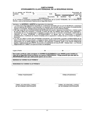 Carta Poder Clave De La Seguridad Social Anses  Form