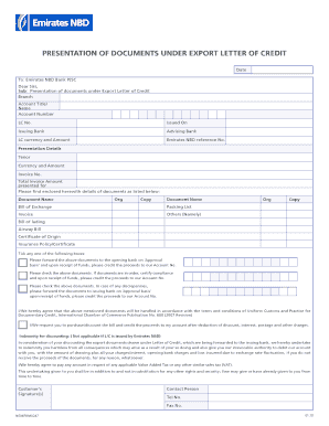 Presentation of Documents under Export Letter of Credit  Form