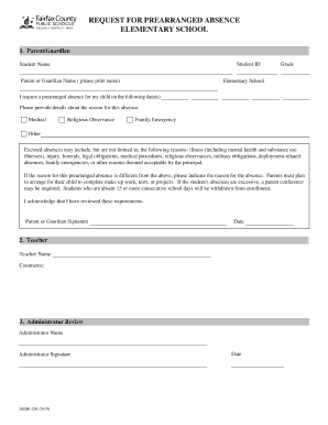 Get and Sign Fcps Form Absence 2019-2022