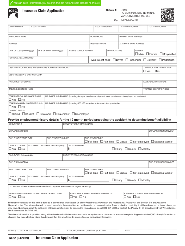 CL22 072006 Insurance Claim Application  Form
