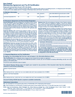 Navy Federal Tax ID Certification Form