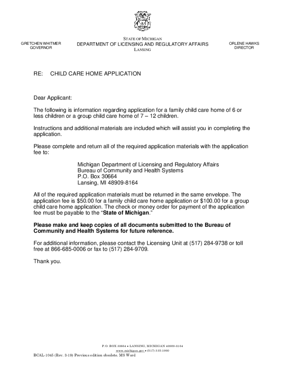 BCAL 1045 DF DG 319 Core Unprotected BCAL 3748, Zoning Approval for Group Child Care Homes  Form