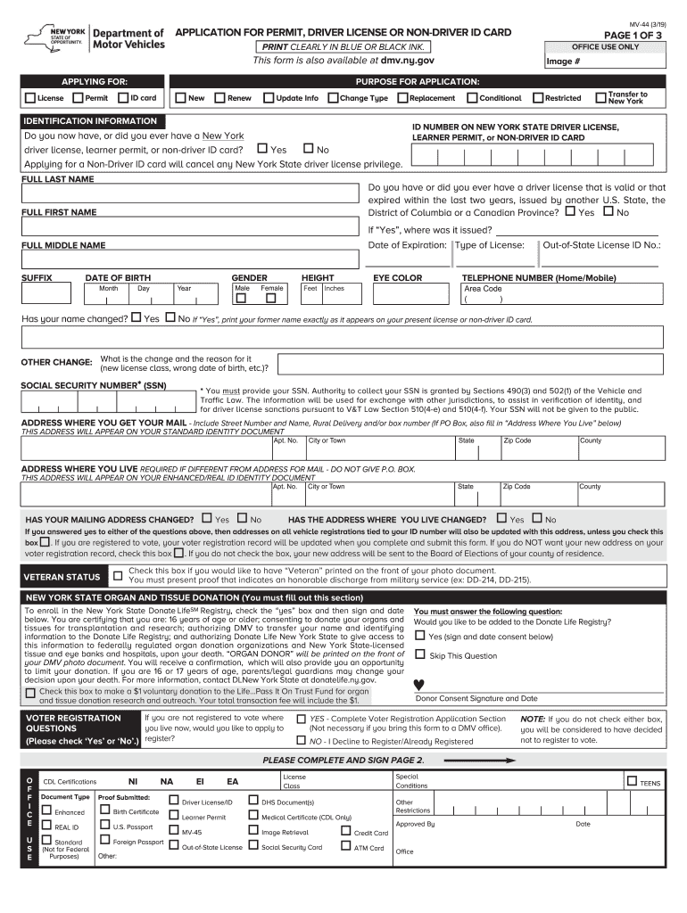 Ny Mv 44 Fill Out And Sign Printable PDF Template SignNow