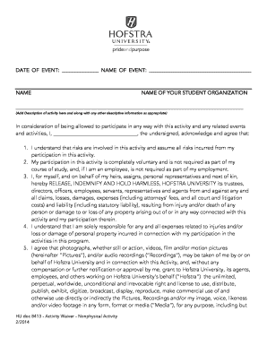 Activity Waiver Nonphysical Activity TEMPLATE 8413  Form