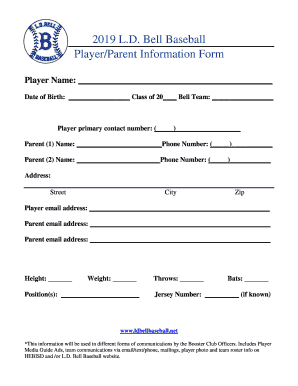  LD Bell Baseball PlayerParent Information Form Amazon S3 2019-2024