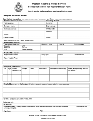 Fuel Drive off Wa  Form