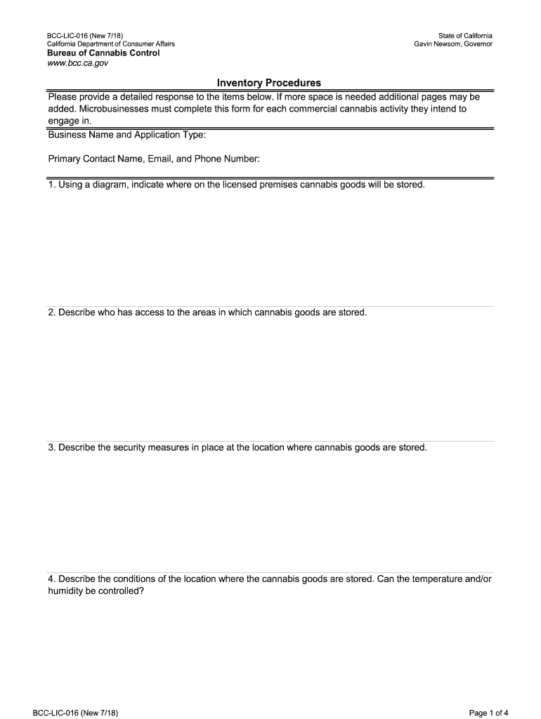 Inventory Procedures Form