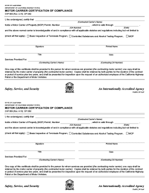 California Chp Certificate  Form