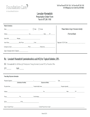  FC Prescription Order Form Kerastick Prescription Order Form 2018-2024
