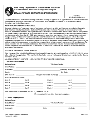  This Form Shall Be Used for All New or Existing ISRA Cases Seeking an Approval of an Application for an Alternate Compliance 2019