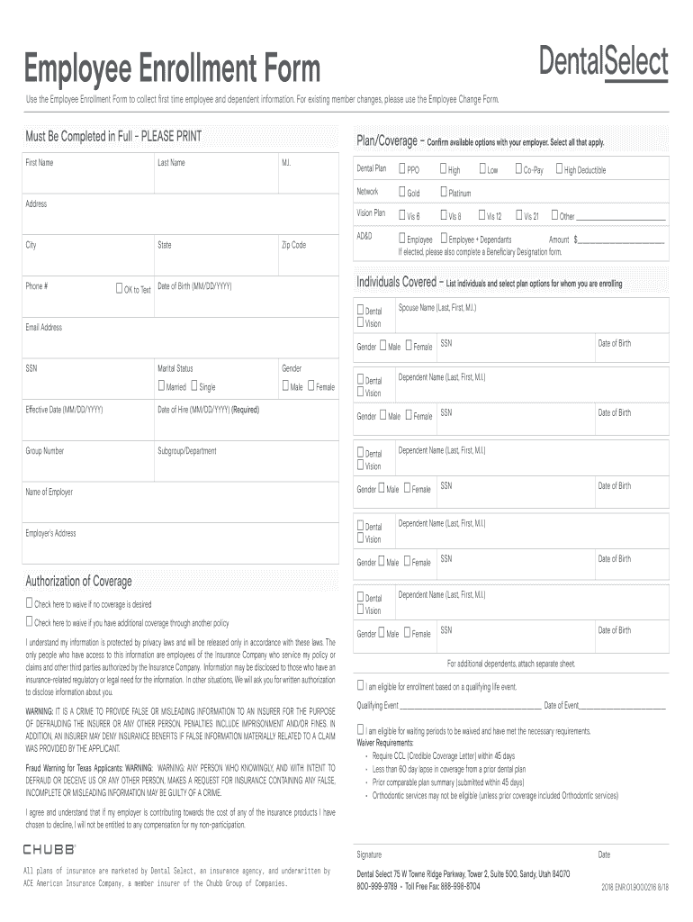 Use the Employee Enrollment Form to Collect First Time Employee and Dependent Information