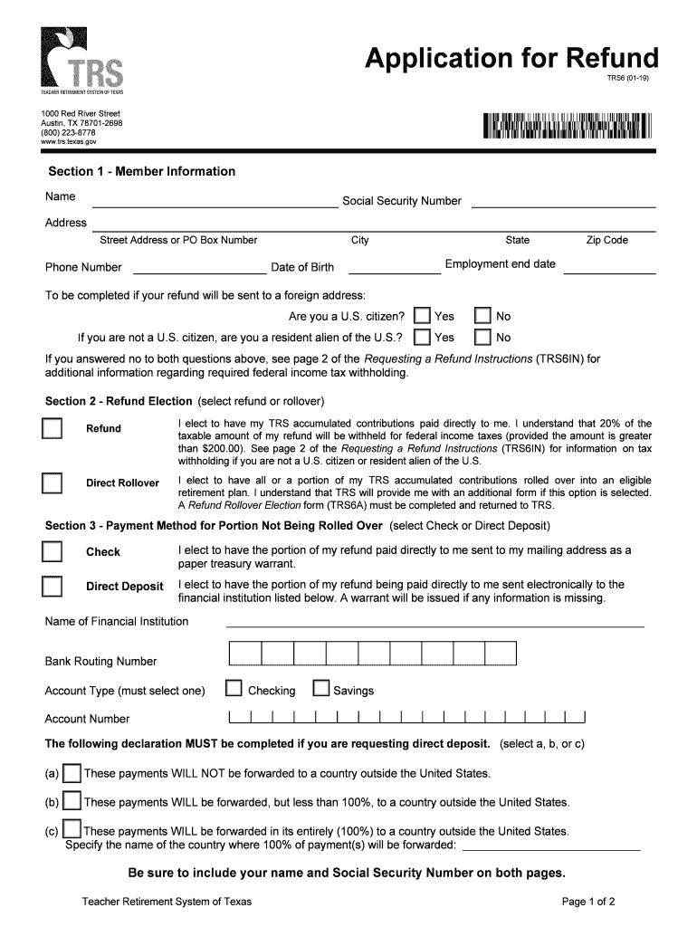  Trs Gov Forms 2019-2024