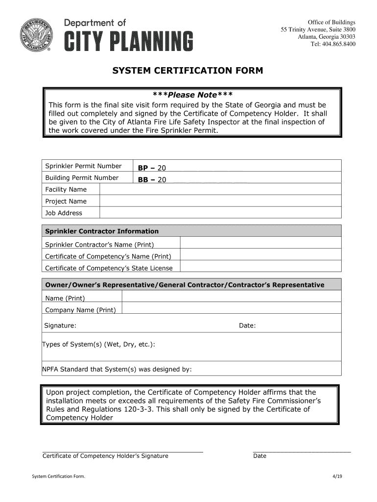 This Form is the Final Site Visit Form Required by the State of Georgia and Must Be