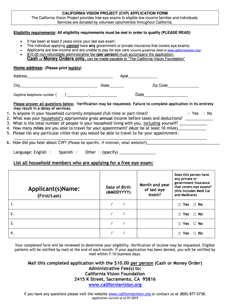 California Vision Project  Form