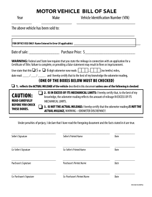 Bille of Sale Form