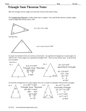 Triangle Sum Theorem Notes PDF  Form