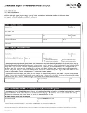 Authorization Request by Phone for Electronic CheckACH  Form