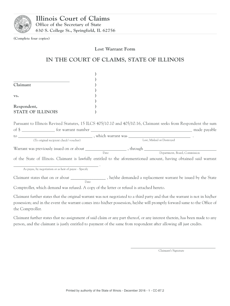 Illinois Warrant Form