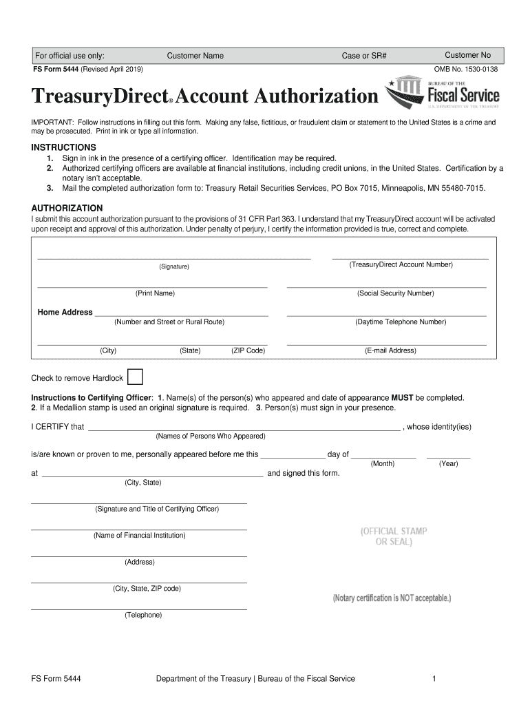 Get and Sign Treasurydirect Form Fs 5444e 2019-2022