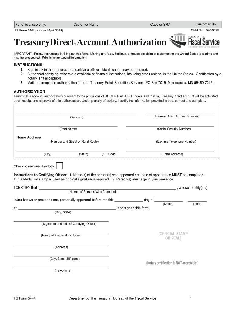  Treasurydirect Form Fs 5444e 2019-2024