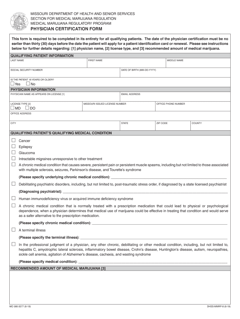 Physician Certification Form Missouri