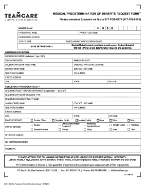  TeamCare Medical Predetermination of Benefits Form TeamCare Medical Predetermination of Benefits Form 2019