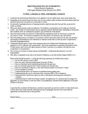 CHEMICAL PEEL TREATMENT CONSENT FORM