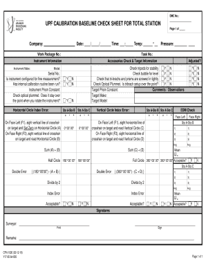 UPF CALIBRATION BASELINE CHECK SHEET for TOTAL STATION  Form