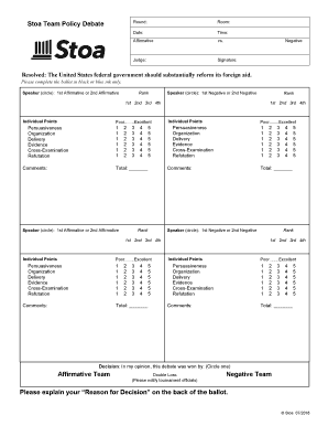 Stoa Team Policy Debate  Form