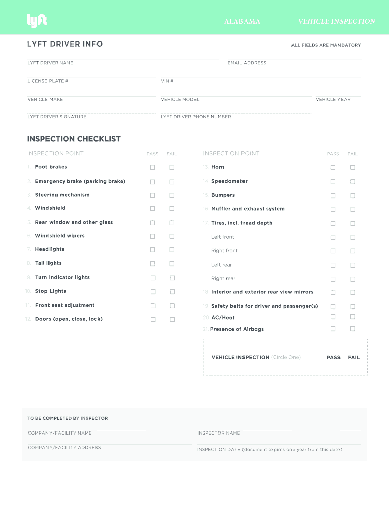 Lyft Inspection Form