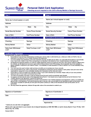  PERSONAL DEBIT CARD APPLICATION PERSONAL DEBIT CARD APPLICATION 2019-2024