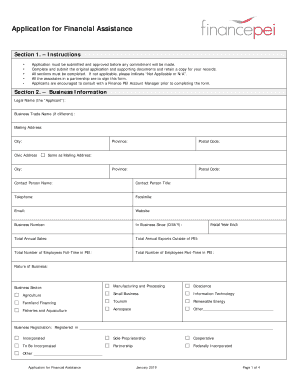 Finance Assistance Form