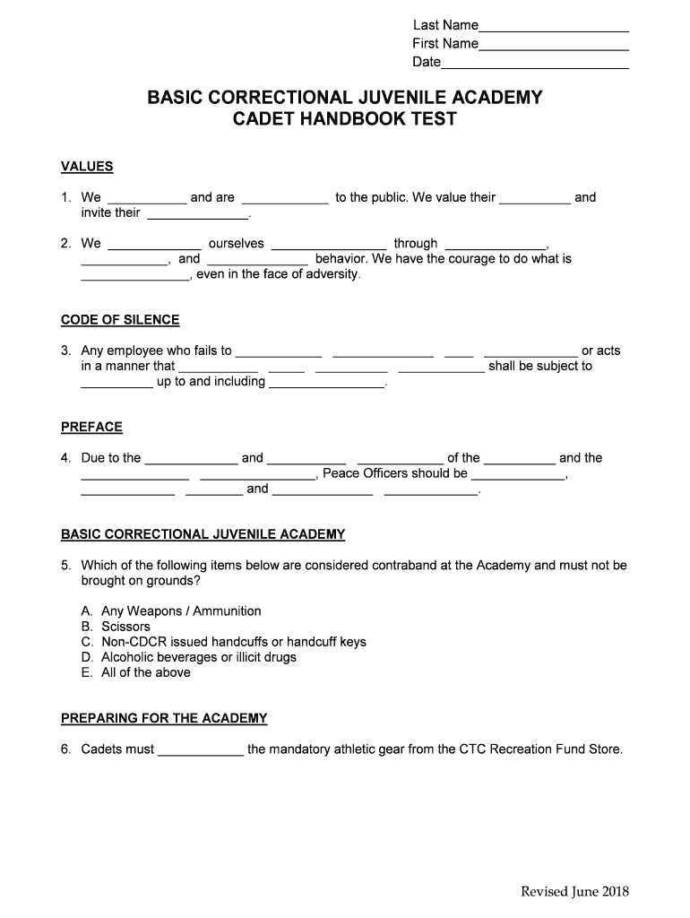  Cdcr Academy Handbook 2018-2024