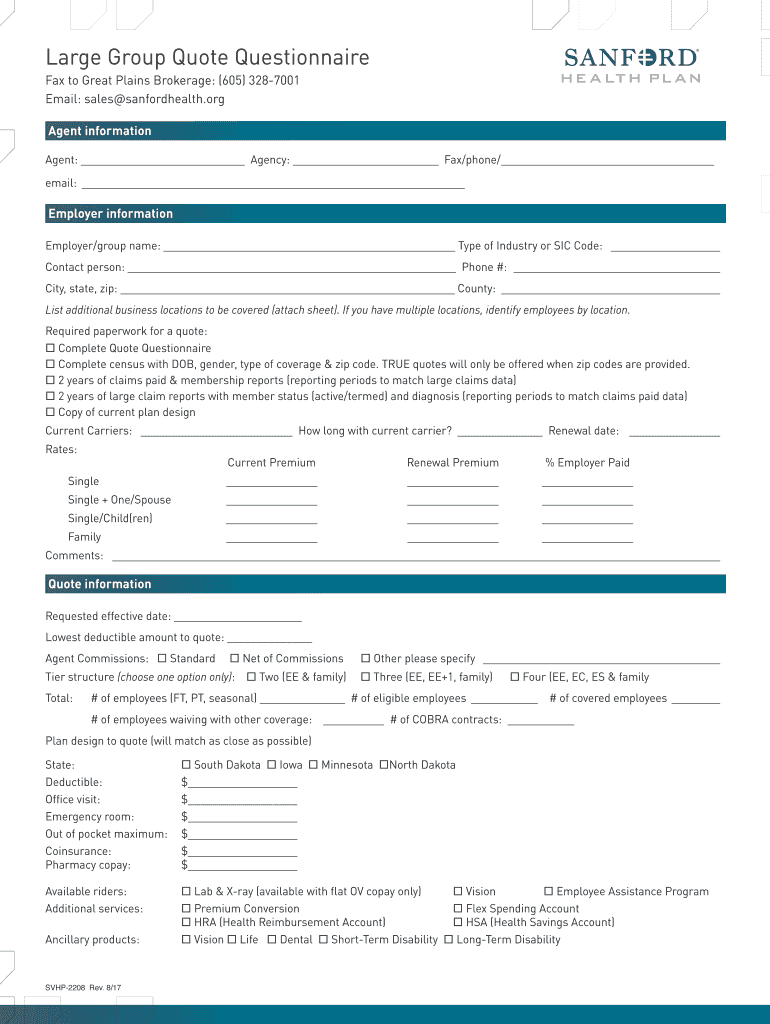 Large Group Quote Questionnaire  Form