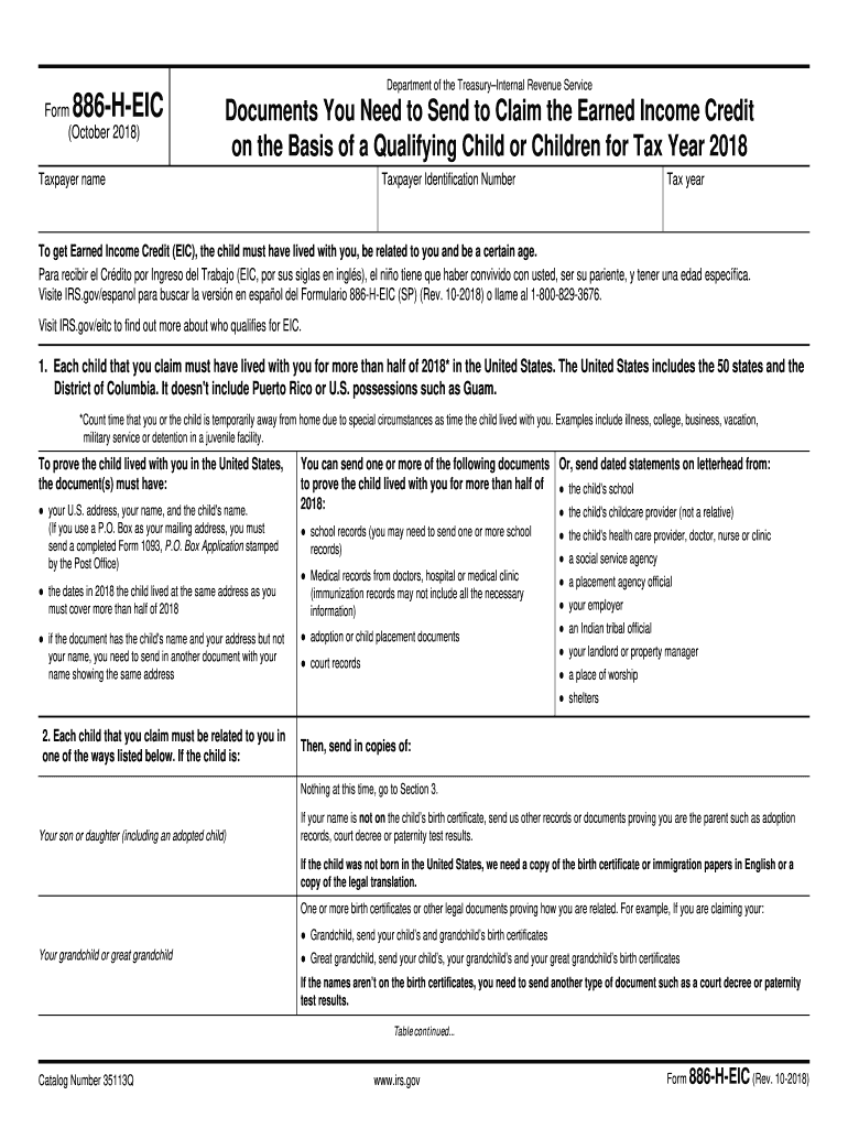  Form 886 H Eic 2018