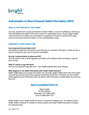 Authorization to Share Personal Health Information ASPI