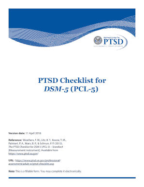 Ptsd Checklist Dsm 5  Form