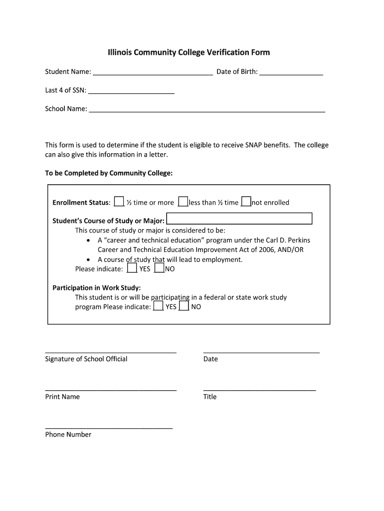 Illinois Community College Verification Form