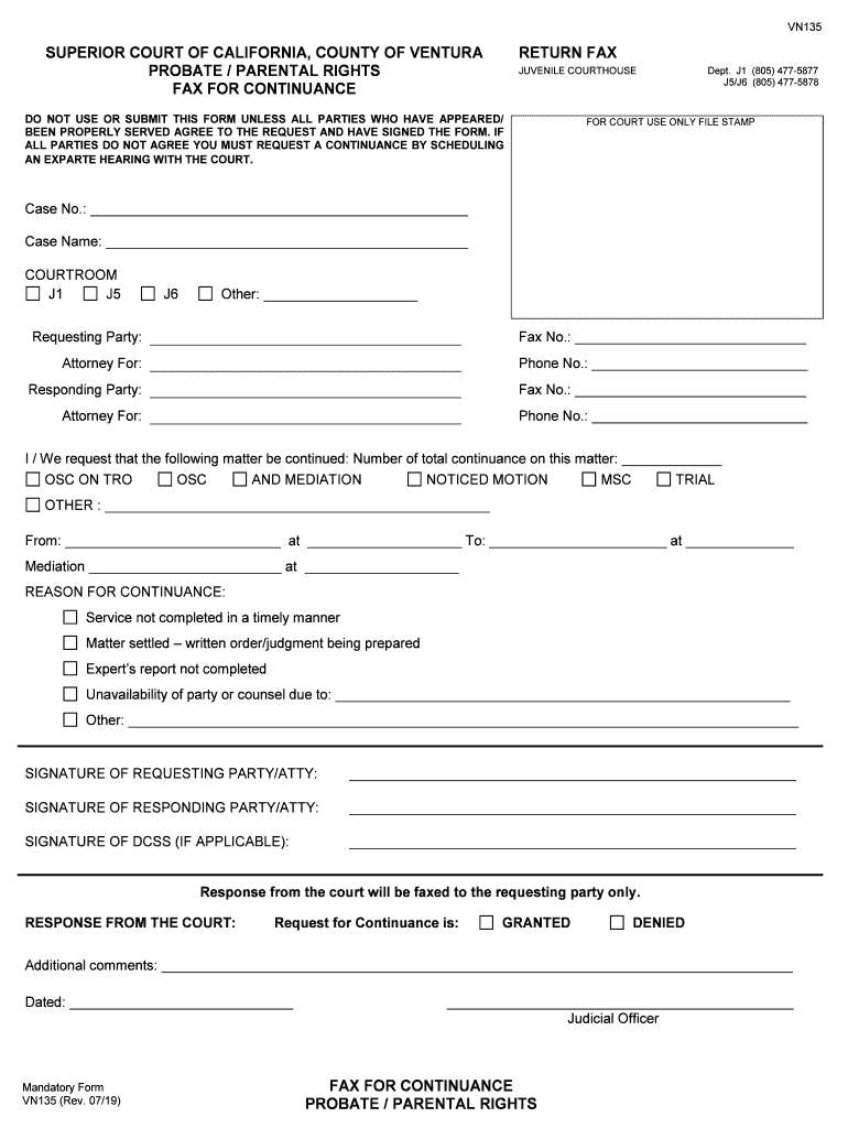  Form Ventura Request Continuance 2019-2024