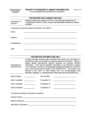 RECEIPT of REQUIRED CLAIMANT INFORMATION RECEIPT of REQUIRED CLAIMANT INFORMATION