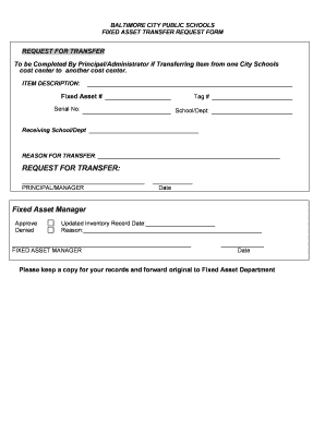 Fixed Asset Transfer Request Form Baltimore City Public Schools Baltimorecityschools