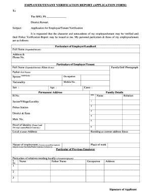 Employeetenant Verification Report Application Form Rewari Rewari Haryanapolice Gov
