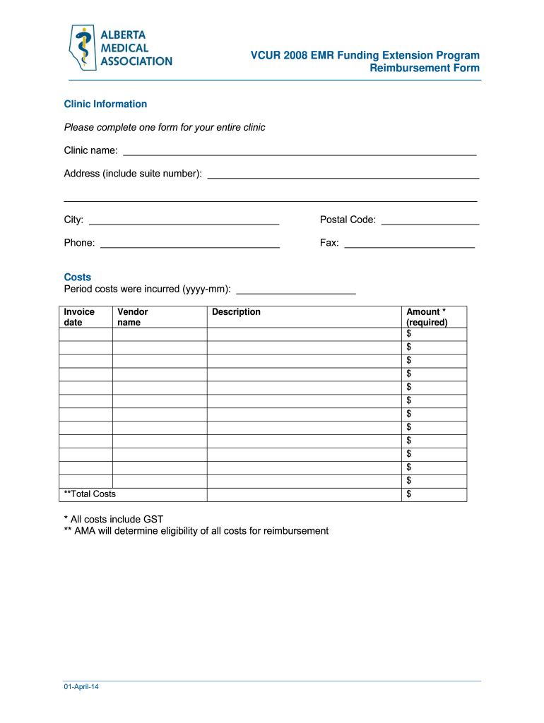  Alberta Medical Association Vcur Emr Funding Extension Program Form 2014-2024