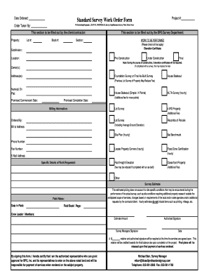 Standard Survey Work Order Form Outer Banks Engineering